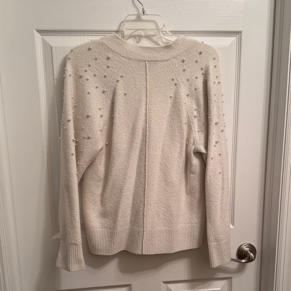Ann Taylor Cream Cardigan with Pearl Accents - Picture 6 of 7